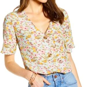 Something Navy floral button up top